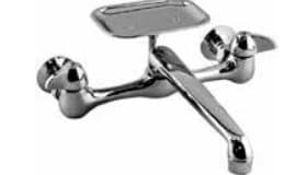 Two Handle Combo Wall Mount Kitchen Faucet w/ 8" Cast Spout