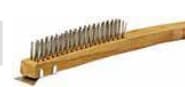Carbon Steel Long Bent Handle Wire Brush w/ Scraper
